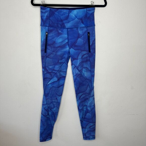 Lululemon Blue Run It Out High Waist Full Length Midnight Tulle Yoga Zip Pant S - Picture 4 of 15